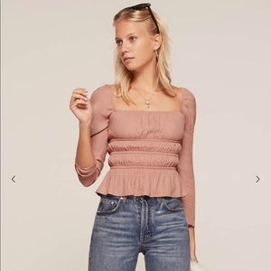Reformation Laurent Smocked Top